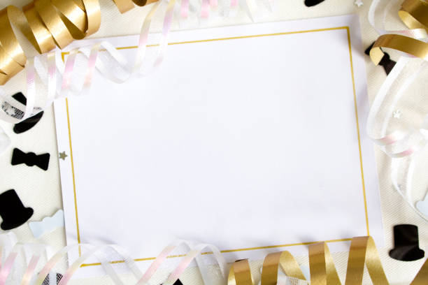 Party invitation with ribbons stock photo