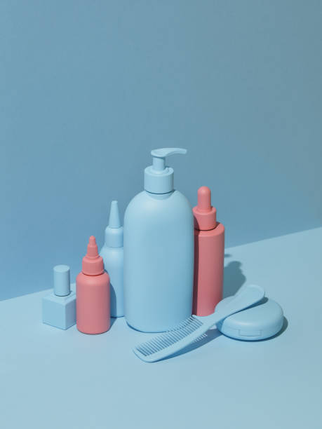 istock Cosmetic products in blue and pink color 1172803089