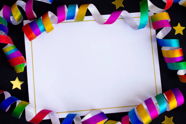 Party invitation with colorful ribbons