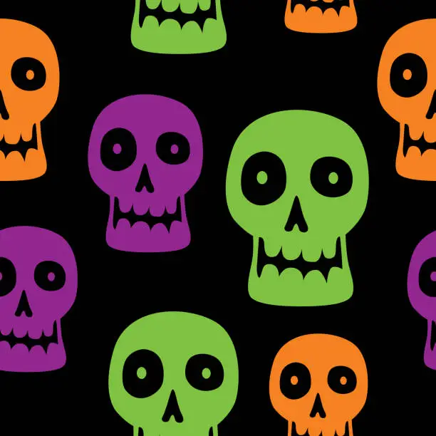 Vector illustration of Goofy Skulls Seamless Pattern