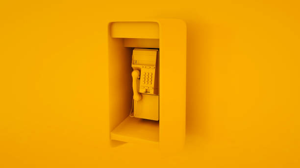 public payphone. minimal idea concept. 3d illustration - coin operated pay phone telephone communication imagens e fotografias de stock