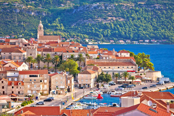 istock Historic town of Korcula panoramic view 1172816460