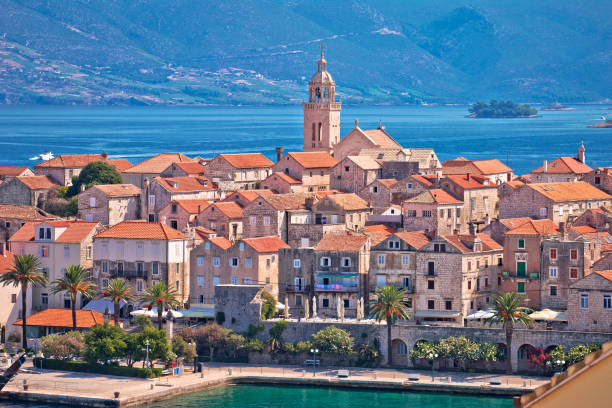 istock Historic town of Korcula panoramic view 1172816488