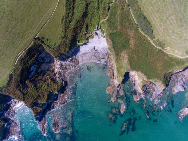 istock Aerial view of Portgiskey from a drone in Cornwall 1172819961