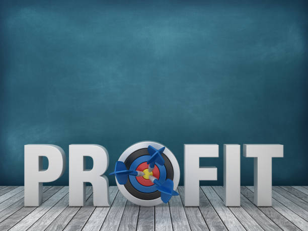 istock 3D Word PROFIT with Target on Chalkboard Background - 3D Rendering 1172822637