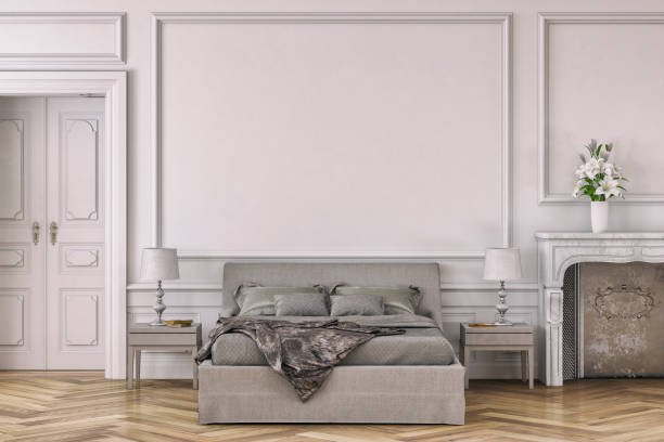 istock Glamour bedroom with decoration and fireplace 1172825144