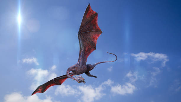 istock dragon, gigantic winged creature flying in the sky 1172825151