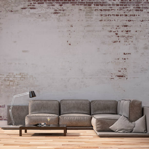 istock Empty living room with sofa - ruined wall 1172825750