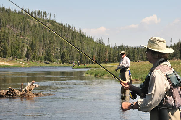 flyfishing senior couple