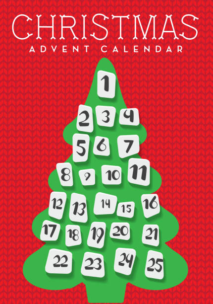 istock Cute knitted Christmas Tree Holiday Christmas Advent calendar Design 1172827134