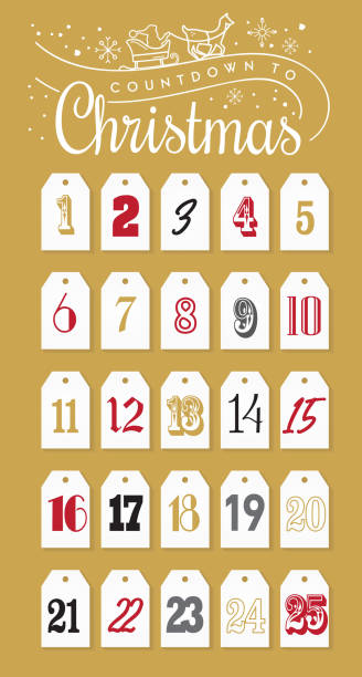 illustrazioni stock, clip art, cartoni animati e icone di tendenza di conto alla rovescia per il calendario dell'avvento delle festività natalizie design - advent calendar advent calendar christmas