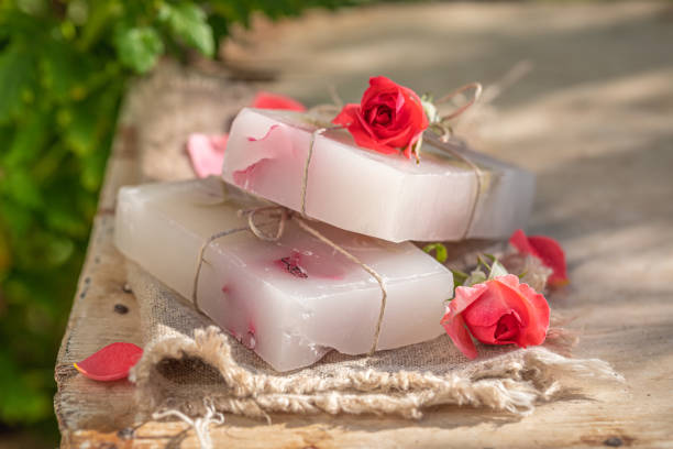 istock Moisture and natural rose soap in summer garden 1172832856