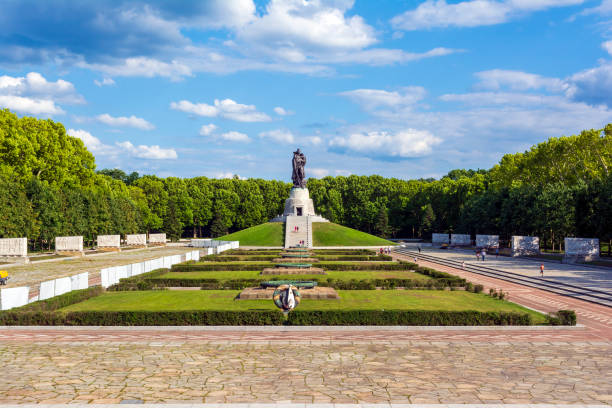 Berlin, Germany - August 14, 2019: Panoramic view of the Soviet War Memorial - Treptower Park in Berlin, Germany