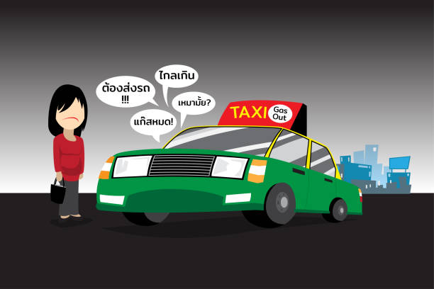 тайское такси отказало пассажиру - низкий гонщик stock illustrations