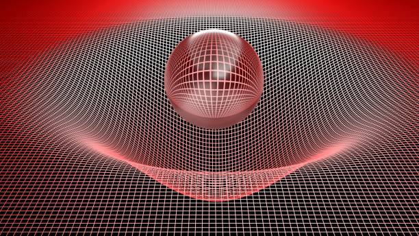 istock Glass sphere over a curved grid - 3D rendering illustration 1172850303