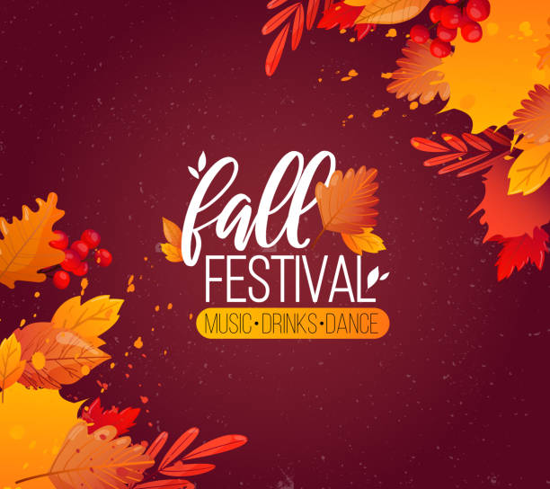 ilustraciones, imágenes clip art, dibujos animados e iconos de stock de otoño otoño otoño temporada fiesta cartel. - fall background