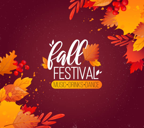 Autumn Fall Season Party Ad Poster. Colorful fall leaves and advertising text. Vector background design. fall backgrounds stock illustrations