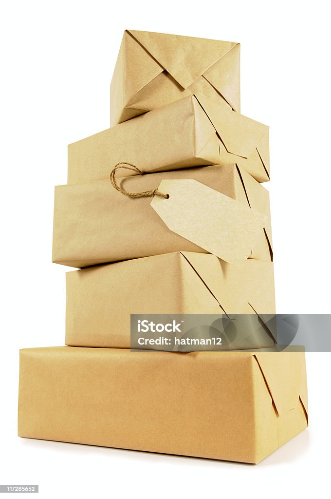 Pila de enrollado paquetes - Foto de stock de Alto - Descripción física libre de derechos