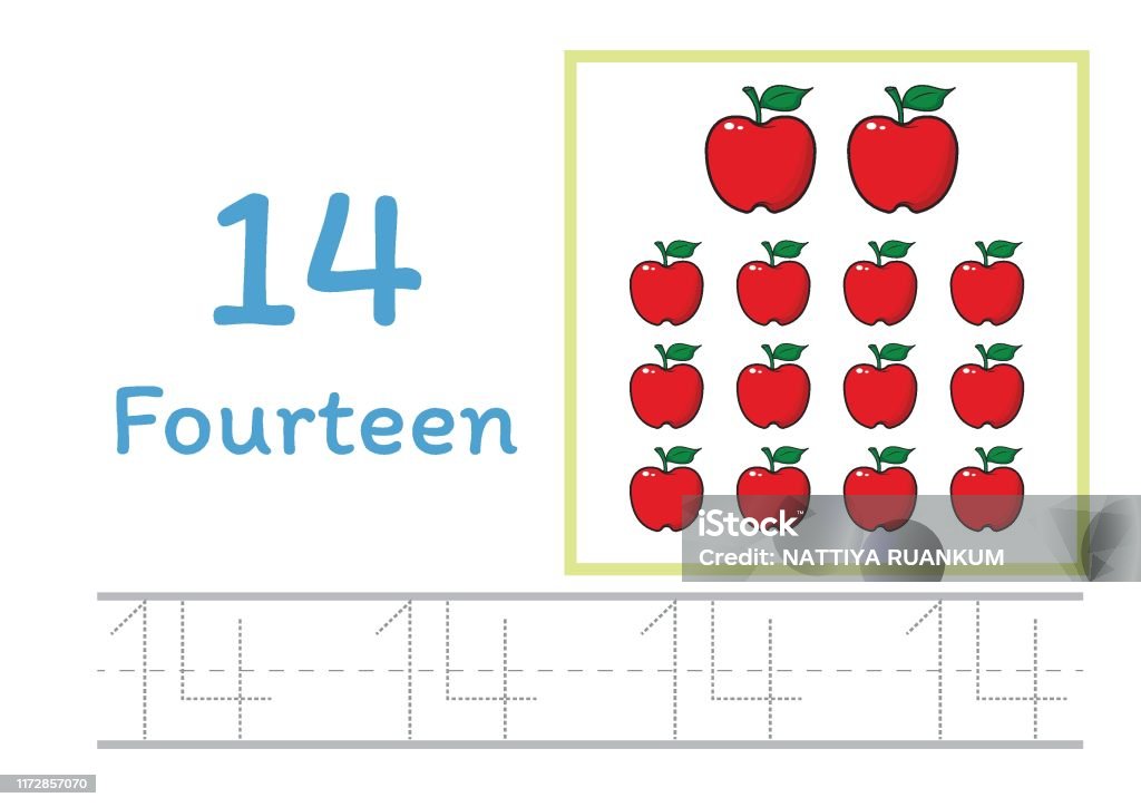 Count To 14 Number Tracing And Writing Tracing Worksheet For Kindergarten Learning ...