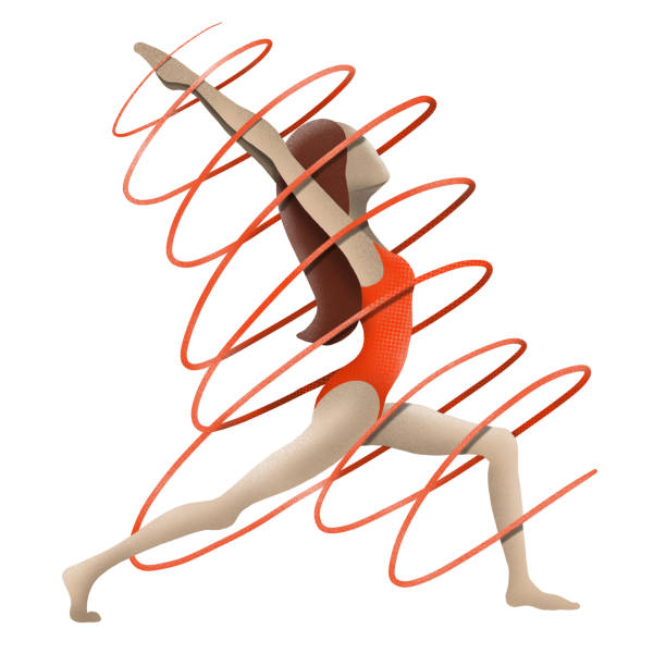 istock young girl in red swimsuit doing yoga on white background, illustration 1172862443