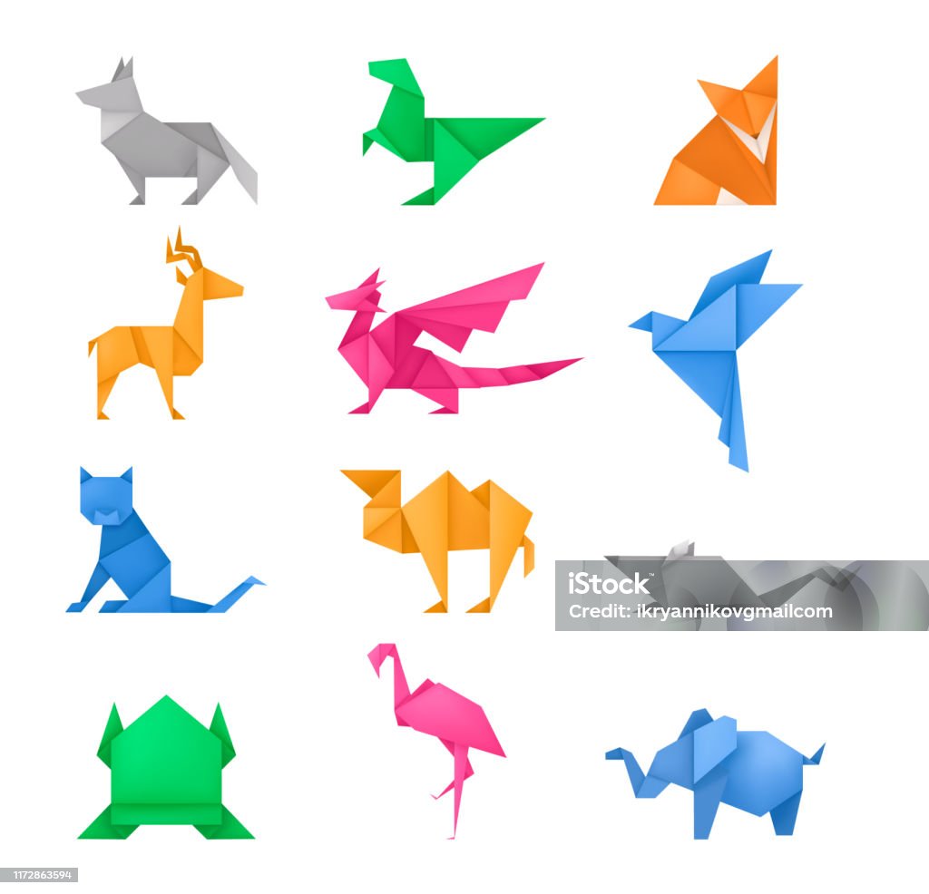 Origami Animals Different Paper Toys Set Vector Stock Illustration -  Download Image Now - Origami, Animal, Low-Poly-Modelling - iStock