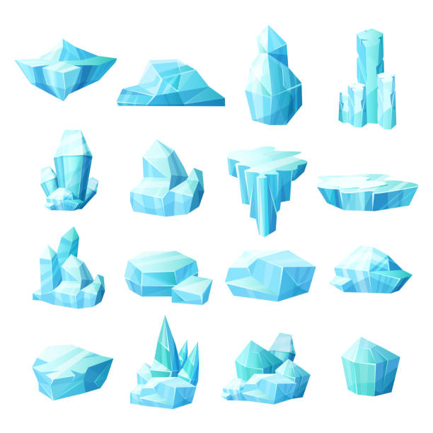 realistische reihe von eiskristallen, eisberg gebrochene stücke von eis - cool und lässig grafiken stock-grafiken, -clipart, -cartoons und -symbole