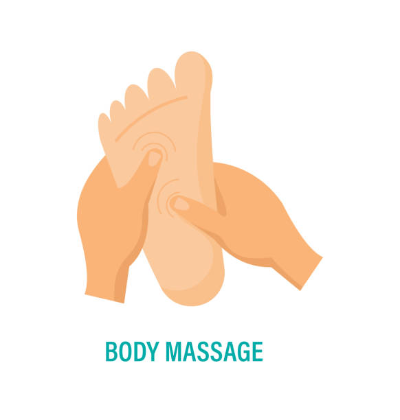 illustrations, cliparts, dessins animés et icônes de vecteur de concept de soins de santé de pieds de massage de corps - massage therapist illustrations