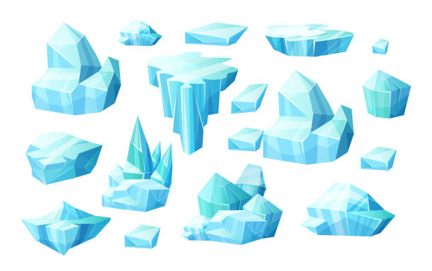 氷の結晶の現実的なセット、氷山の氷の破片 - icicle ice textured arctic点のイラスト素材／クリップアート素材／マンガ素材／アイコン素材