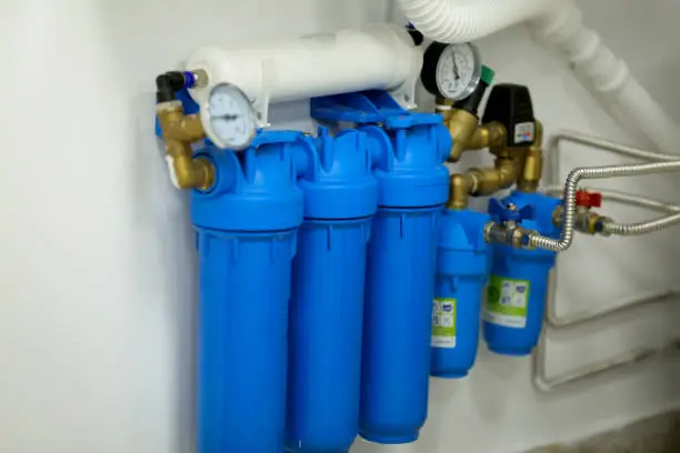 Under sink water filter system in a hospital