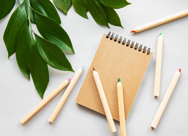 istock Craft notebook and green leaves 1172867861