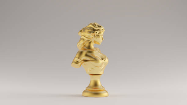 Gold Female Bust Sculpture Right View 3d illustration 3d render