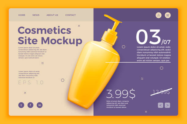 vector kosmetyczna pompa butelka nowoczesny szablon witryny - liquid soap purple isolated cosmetics stock illustrations