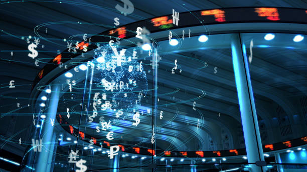 Global currency and technology concept. Fintech (Financial technology).