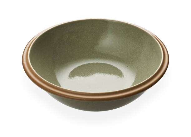 istock Green ceramic bowl, Empty bowl isolated on white background with clipping path, Side view 1172878065