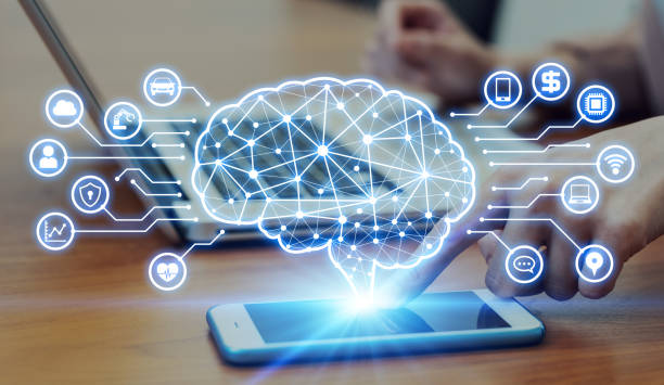 ai (artificial intelligence) concept. electronic circuit. communication network. - nerve cell human nervous system cell brain imagens e fotografias de stock