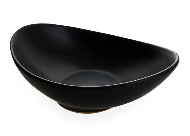 istock Modern curve bowl, Empty black bowl in oval shape isolated on white background with clipping path, Side view 1172878160