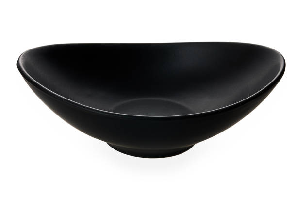 istock Modern curve bowl, Empty black bowl in oval shape isolated on white background with clipping path, Side view 1172878267