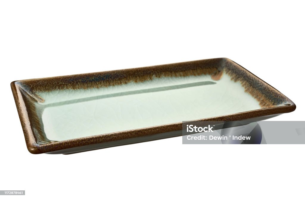 Empty Rectangular Plate Empty Rectangular Plate Blue Ceramics Plate In Cracked Pattern Isolated ...