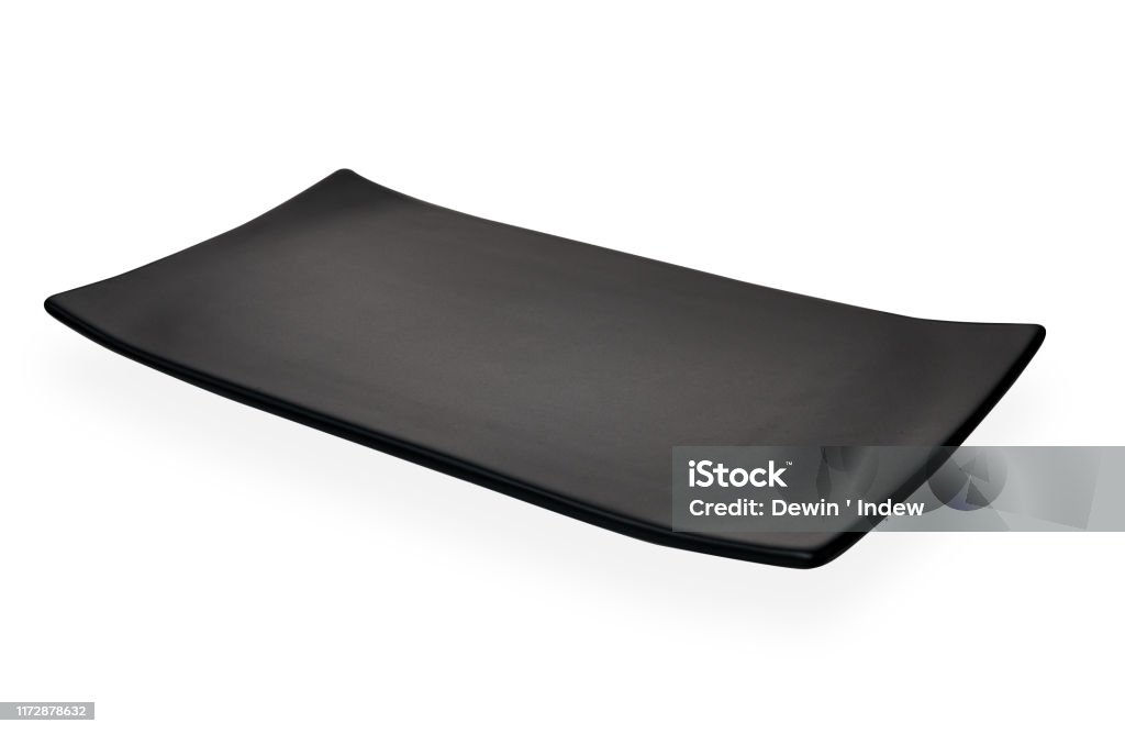 Empty Rectangular Plate Empty Rectangular Plate Black Ceramics Plate Isolated On White ...