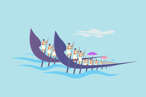 Teams Rowing Traditional Snake Boats Concept For Boat Racing In The  Backwaters Of Kerala Stock Illustration - Download Image Now - iStock