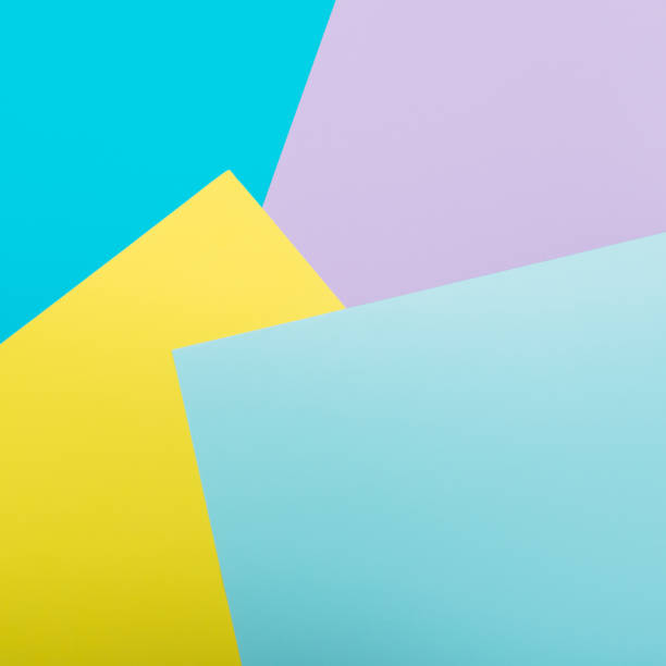 motivo di sfondo geometrico giallo, blu e rosa. minimalismo - craft block concepts square shape foto e immagini stock