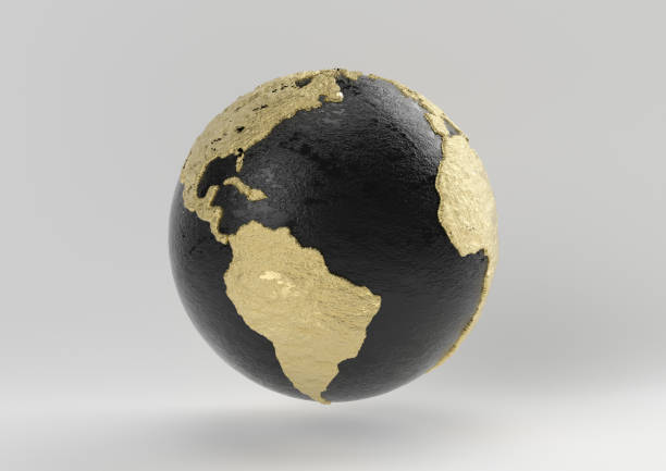 istock Earth luxury idea. Concept black and gold with white background, 3d render. 1172885676
