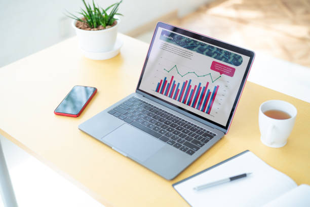istock Laptop computer in business office. Business report. 1172891967