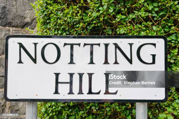 Road Sign Saying Notting Hill Stock Photo - Download Image Now - Notting Hill, Road Sign, Sign