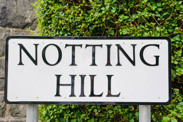 sinal de estrada dizendo "notting hill" - notting hill - fotografias e filmes do acervo