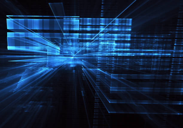 istock Abstract 3D fractal background, 3D illustration. Virtual Neon City 1172901466