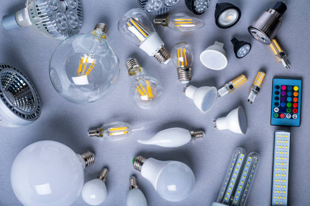 istock set of different led light bulbs  and sport lights isolated on a grey background 1172902285