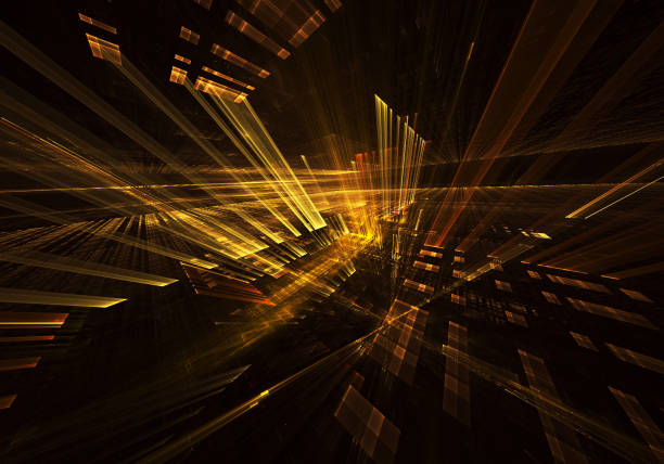 istock Abstract 3D fractal background, 3D illustration. Virtual Neon City 1172902500