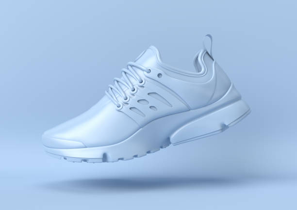 istock Creative minimal summer idea. Concept blue shoe with pastel background. 3d render. 1172902760