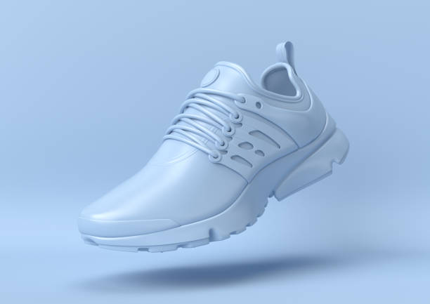 istock Creative minimal summer idea. Concept blue shoe with pastel background. 3d render. 1172903303